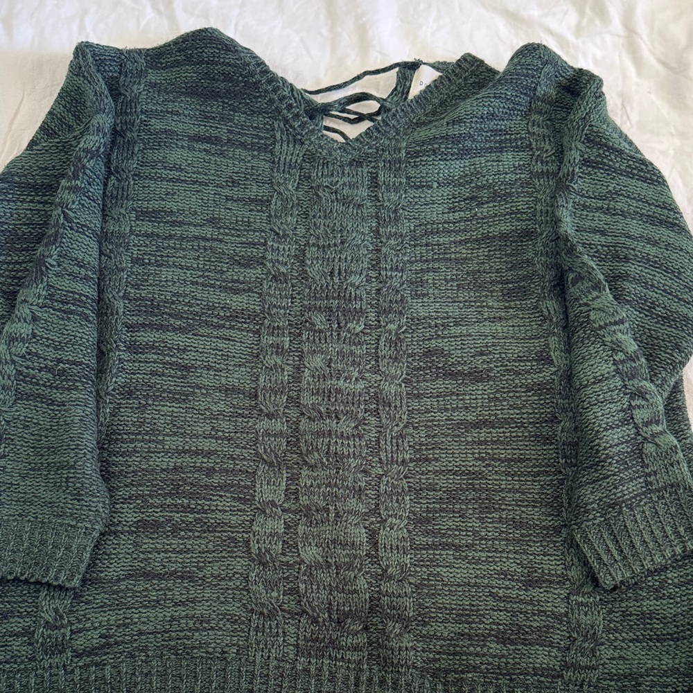 Paper Crane Forest Green V-Neck Sweater